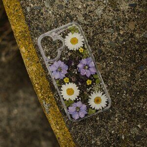 Purple Pressed flower Phone case Cover For Iphone 17 air pro max,pixel 10 s25